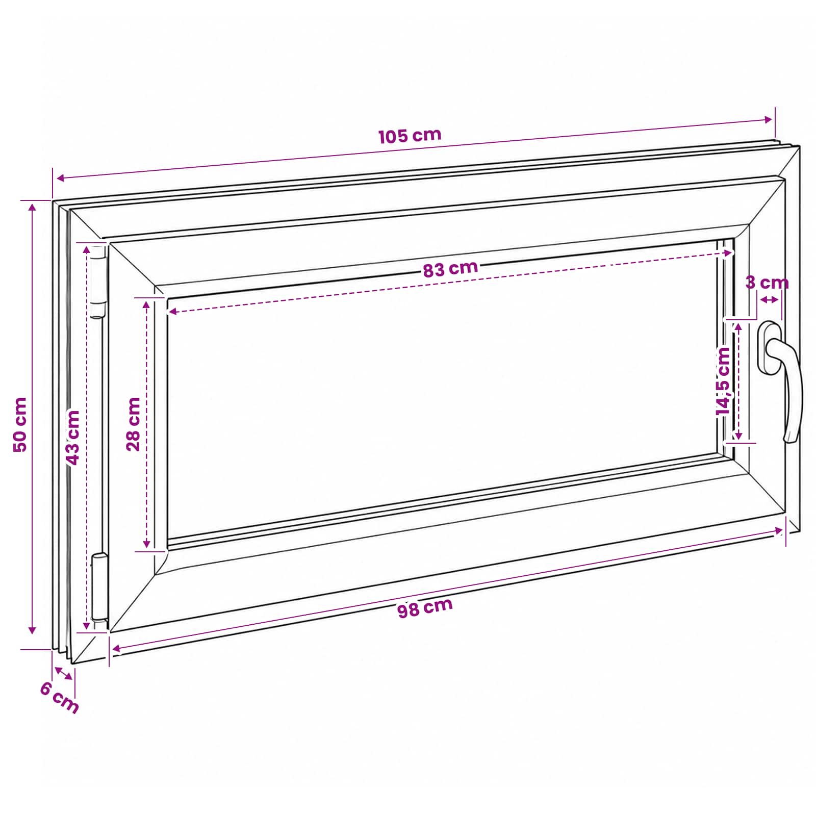 Požeminio lango RISOR 50 x 55 cm PVC ir stiklas