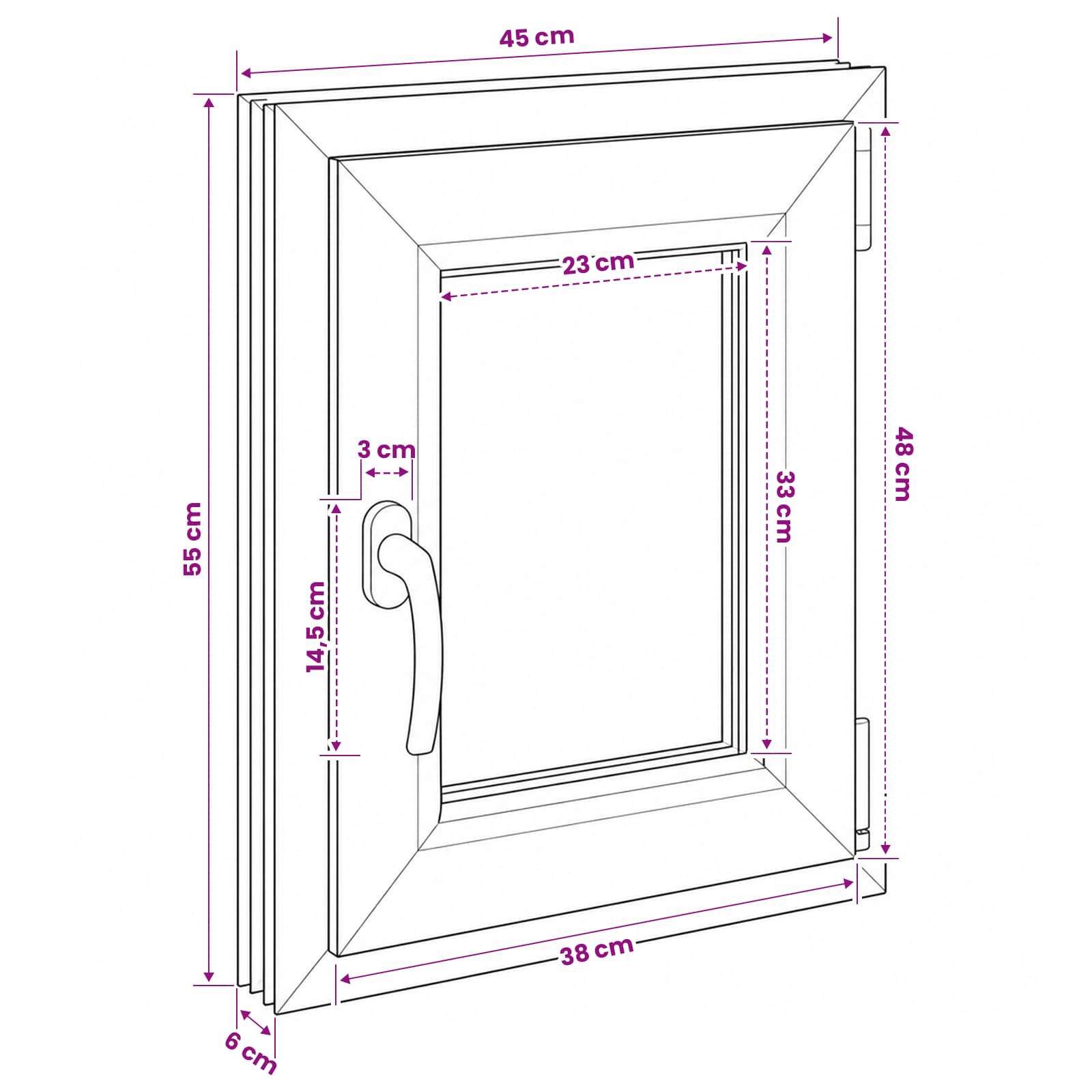 Požeminio lango RISOR 50 x 55 cm PVC ir stiklas