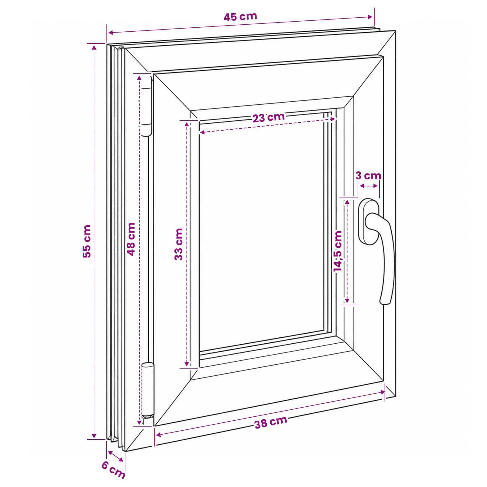 Požeminio lango RISOR 50 x 55 cm PVC ir stiklas