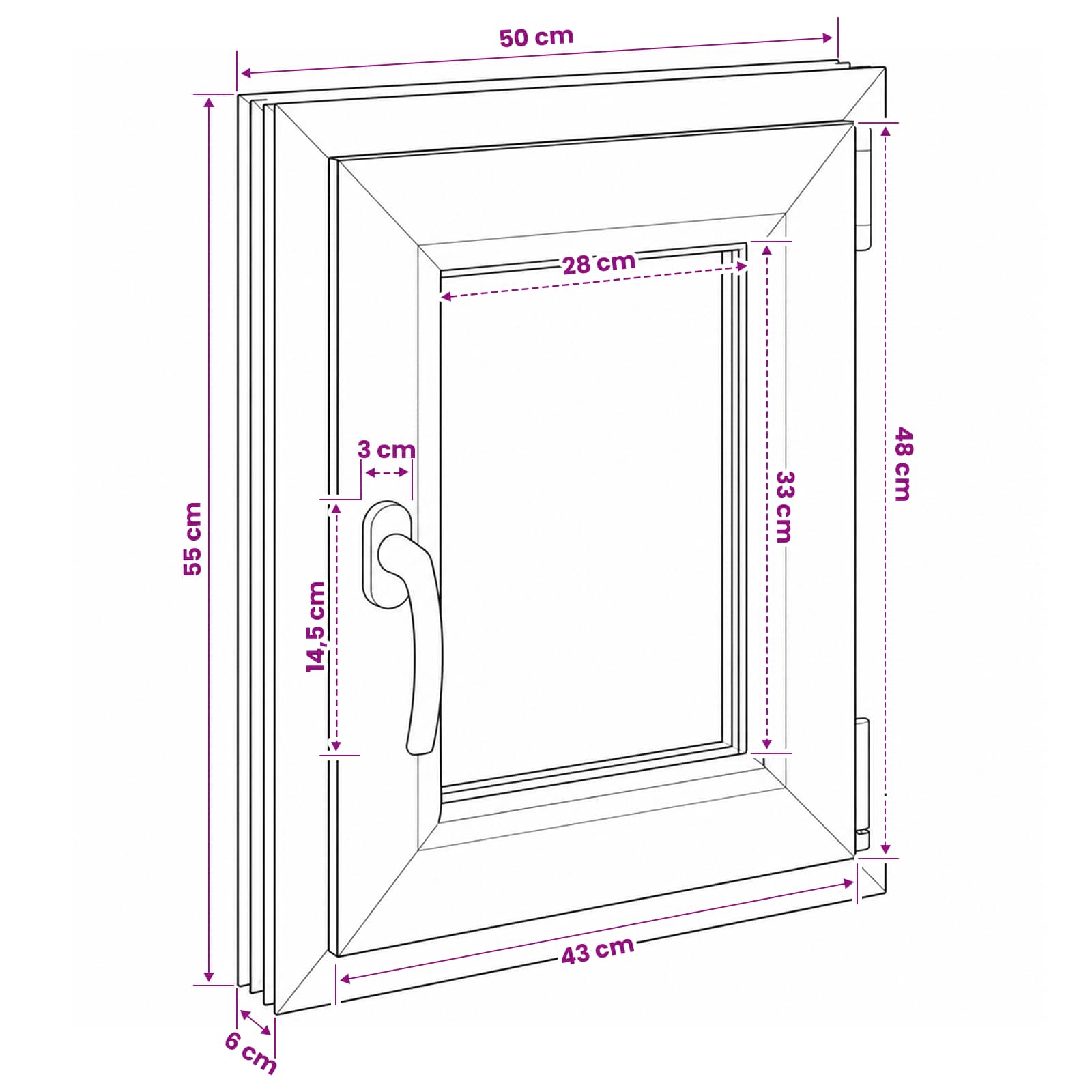 Požeminio lango RISOR 50 x 55 cm PVC ir stiklas