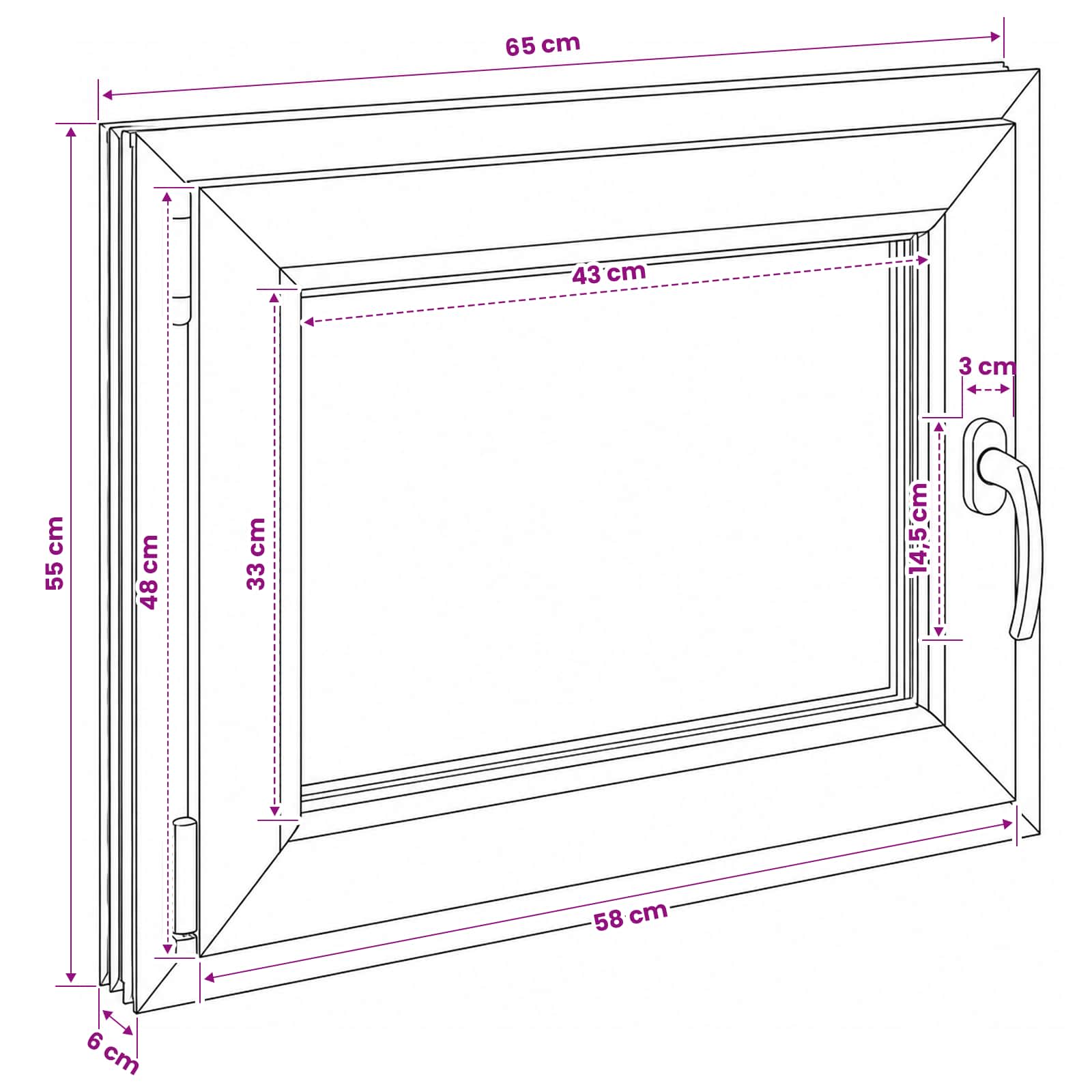 Požeminio lango RISOR 50 x 55 cm PVC ir stiklas