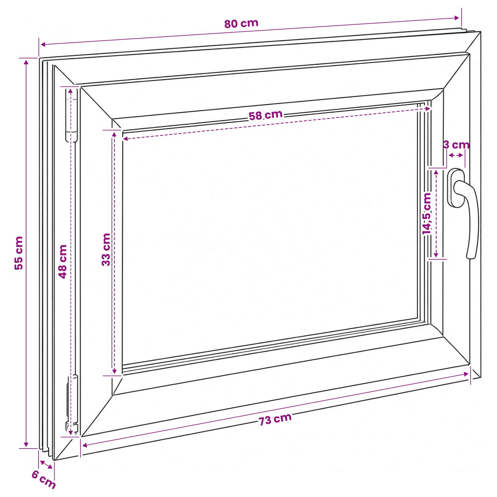 Požeminio lango RISOR 80 x 55 cm PVC ir stiklas