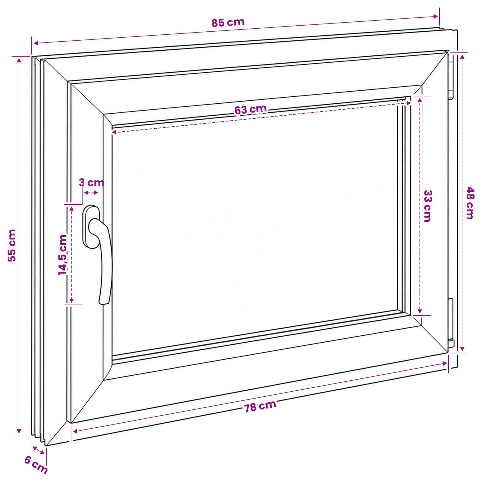 Požeminio lango RISOR 50 x 55 cm PVC ir stiklas
