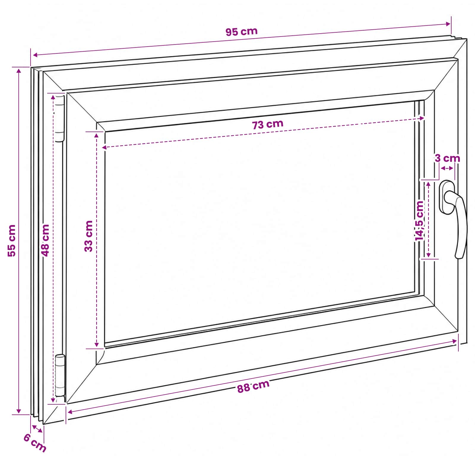 Požeminio lango RISOR 50 x 55 cm PVC ir stiklas