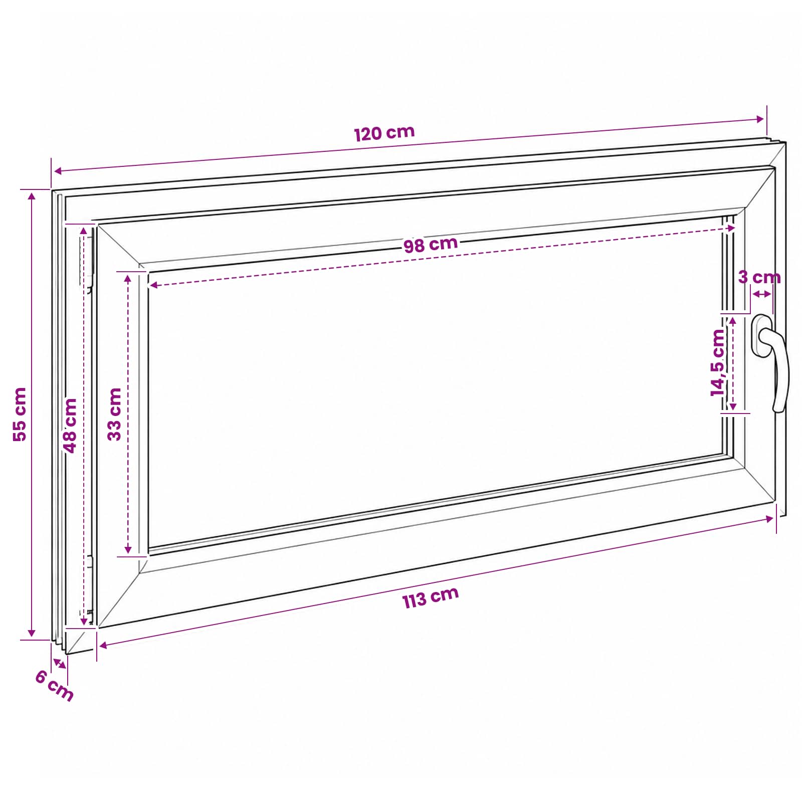 Požeminio lango RISOR 50 x 55 cm PVC ir stiklas