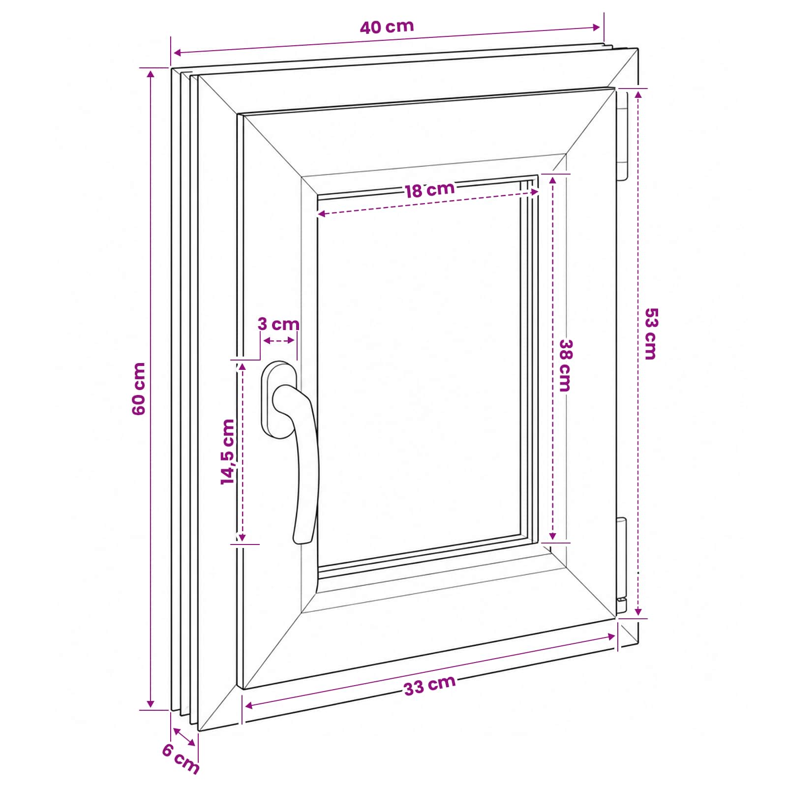 Požeminio lango RISOR 40 x 60 cm PVC ir stiklas