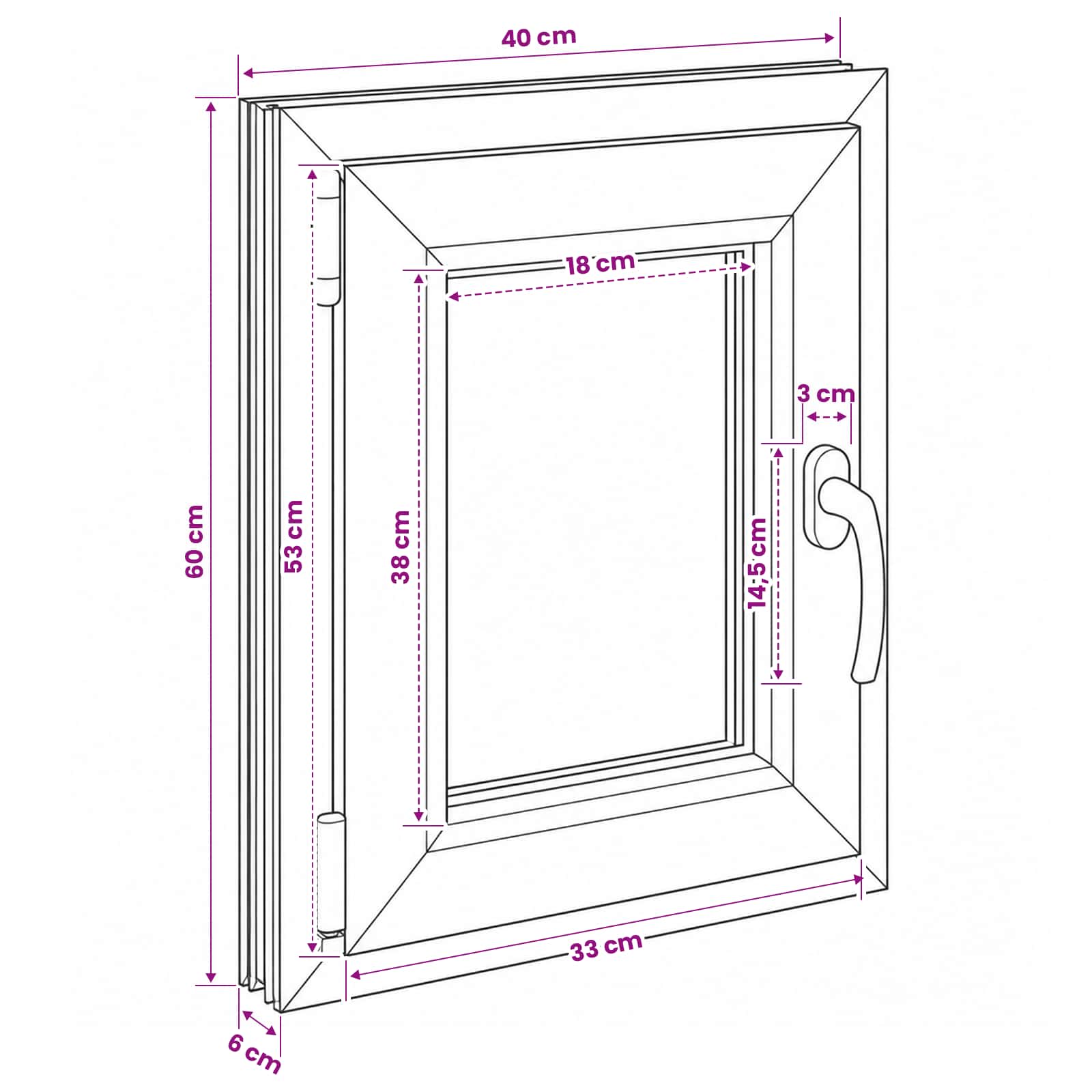 Požeminio lango RISOR 40 x 60 cm PVC ir stiklas