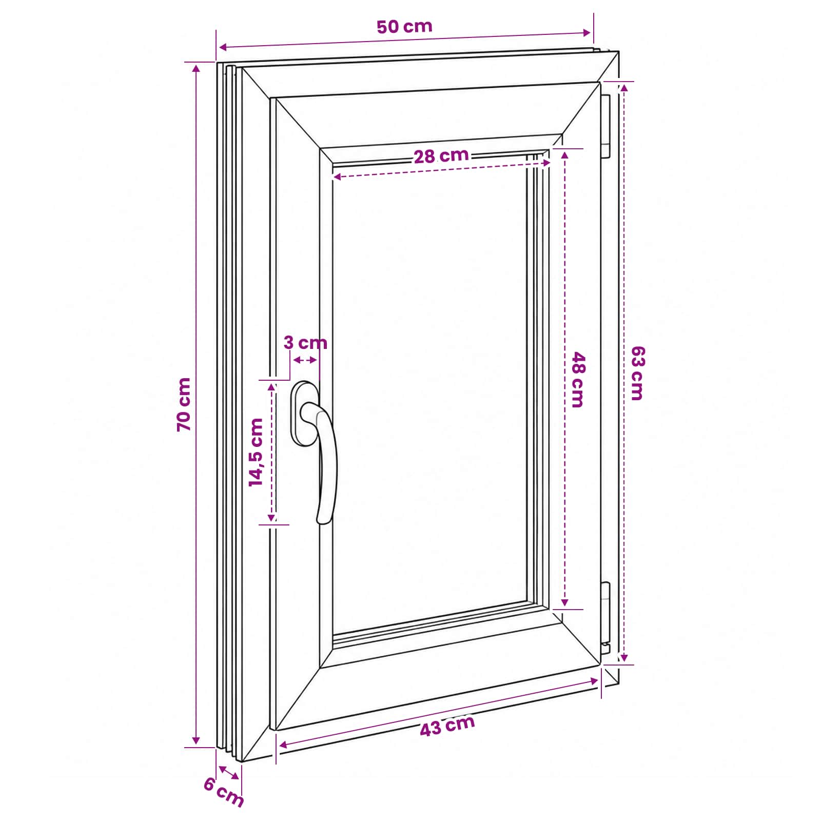 Požeminio lango RISOR 50 x 70 cm PVC ir stiklas