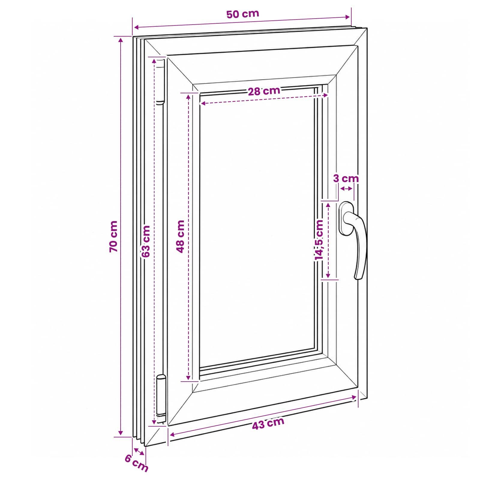 Požeminio lango RISOR 50 x 70 cm PVC ir stiklas
