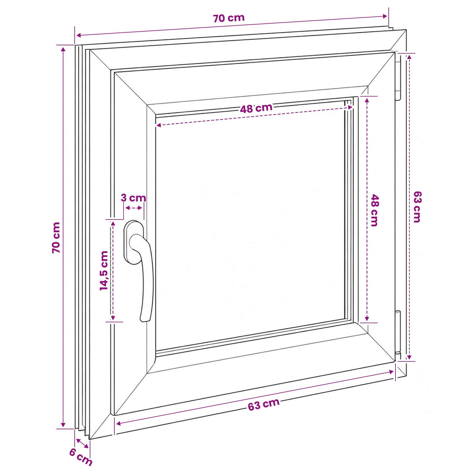 Požeminio lango RISOR 70 x 70 cm PVC ir stiklas