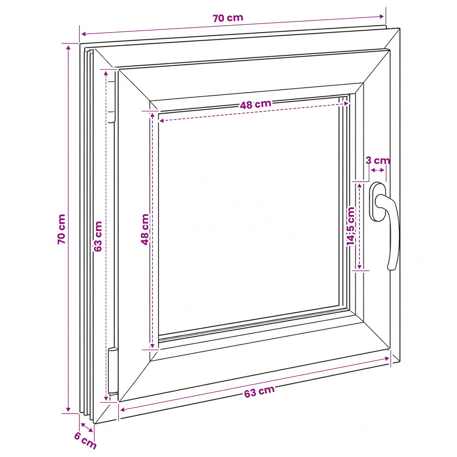 Požeminio lango RISOR 70 x 70 cm PVC ir stiklas