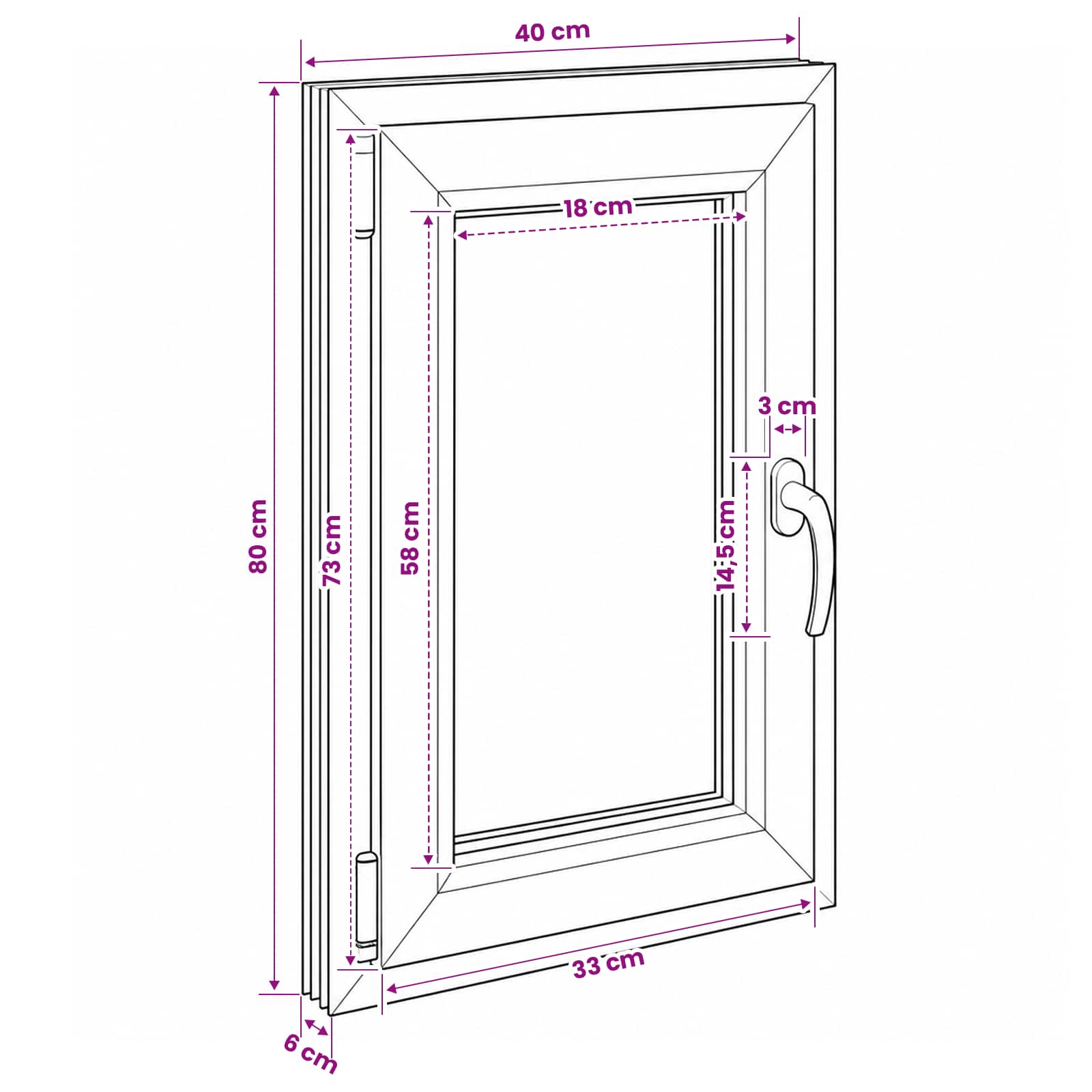 Požeminio lango RISOR 40 x 80 cm PVC ir stiklas
