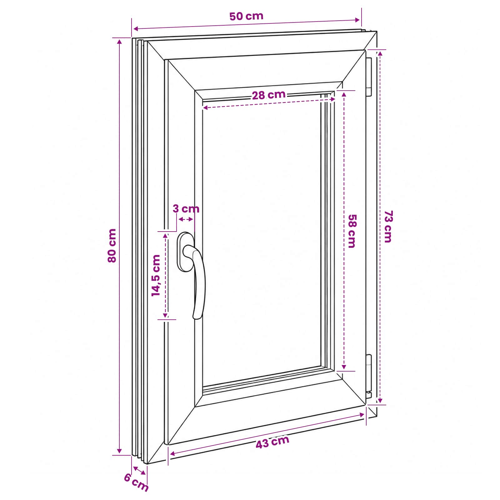 Požeminio lango RISOR 50 x 80 cm PVC ir stiklas