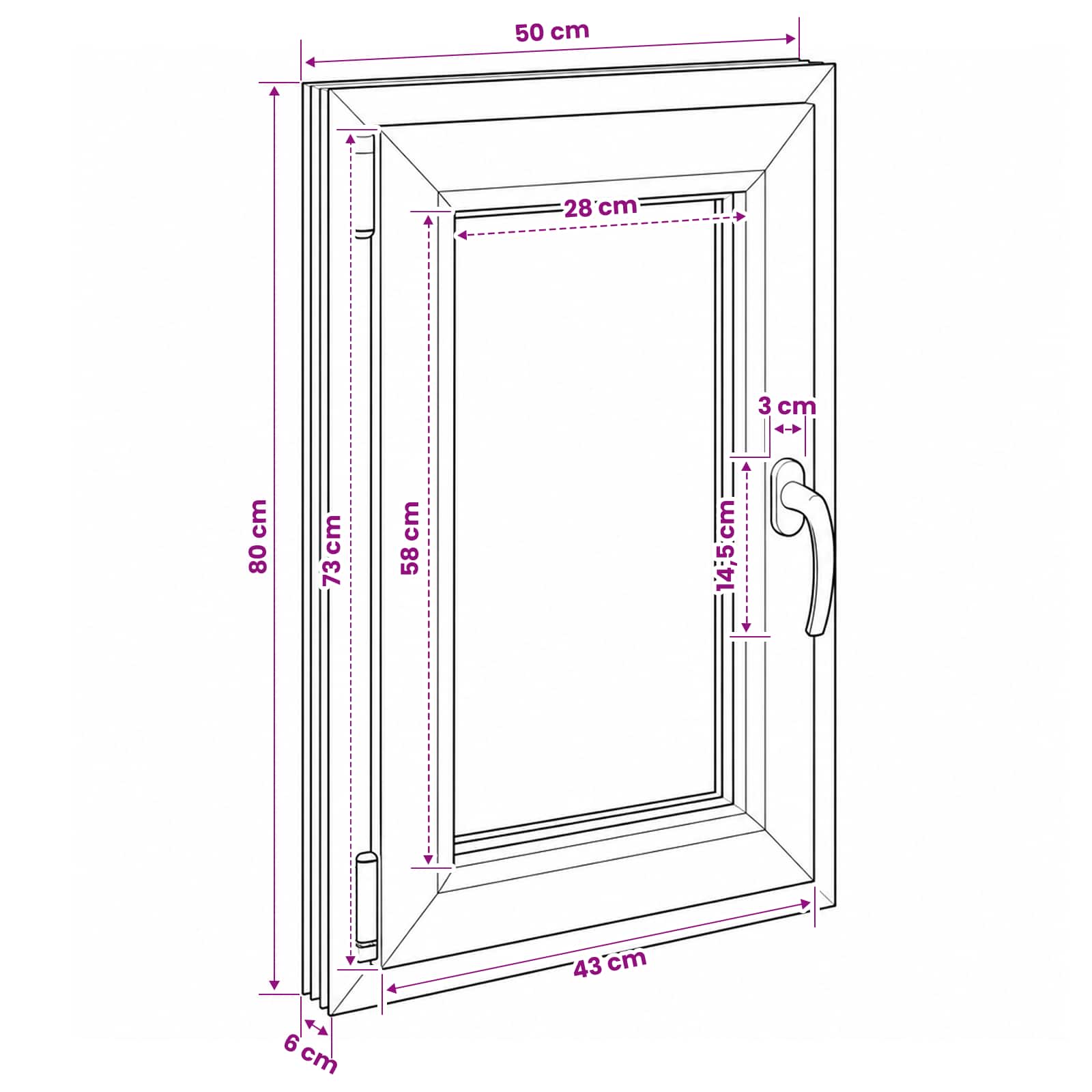 Požeminio lango RISOR 50 x 80 cm PVC ir stiklas