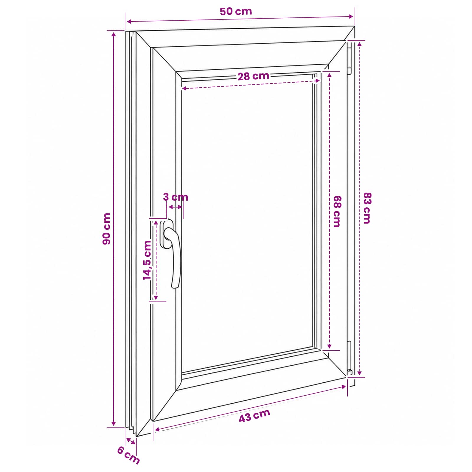 Požeminio lango RISOR 50 x 90 cm PVC ir stiklas