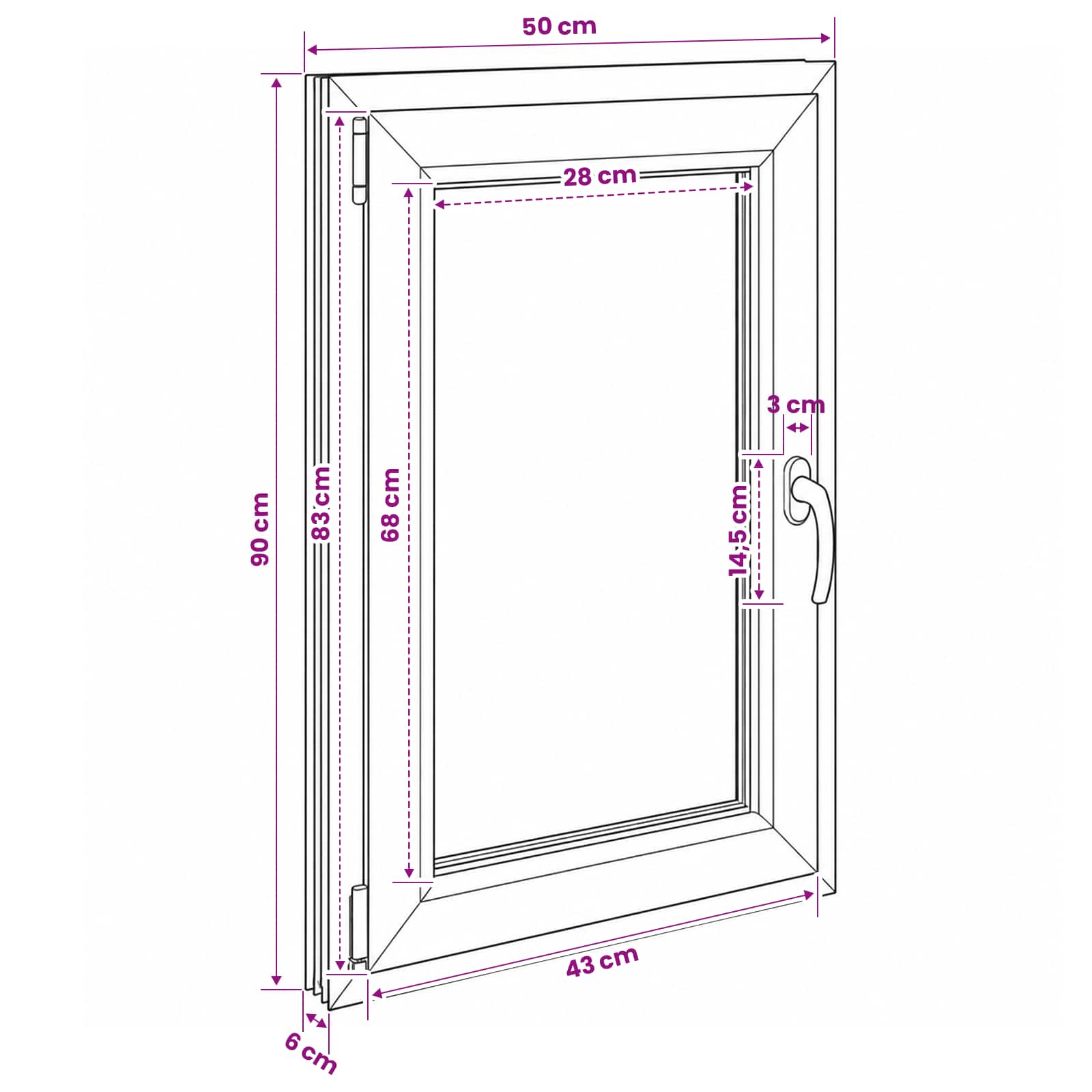 Požeminio lango RISOR 50 x 90 cm PVC ir stiklas