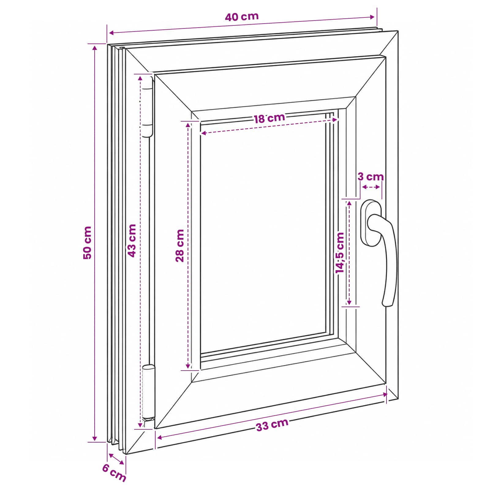 Požeminio lango RISOR 40 x 50 cm PVC ir stiklas