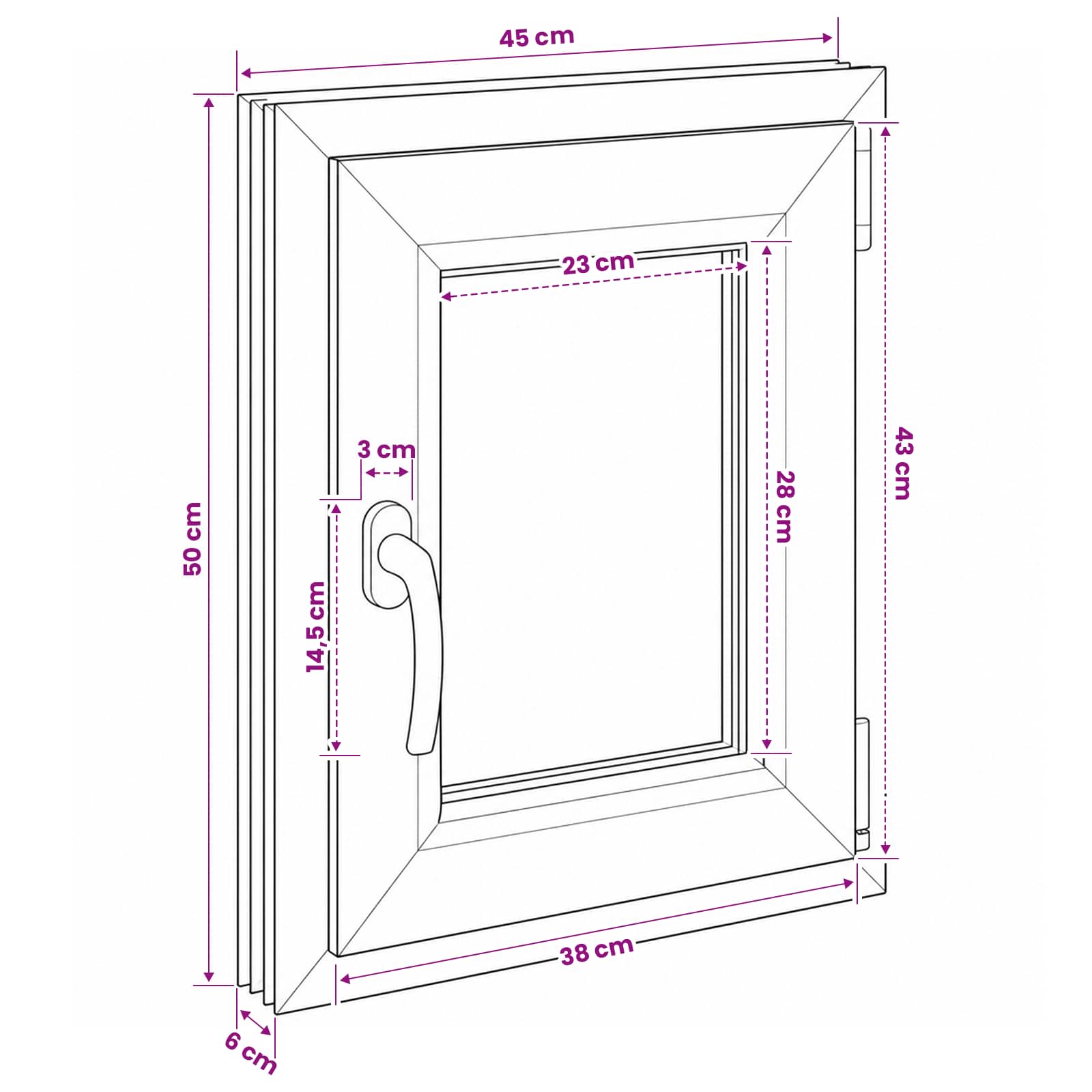Požeminio lango RISOR 50 x 55 cm PVC ir stiklas