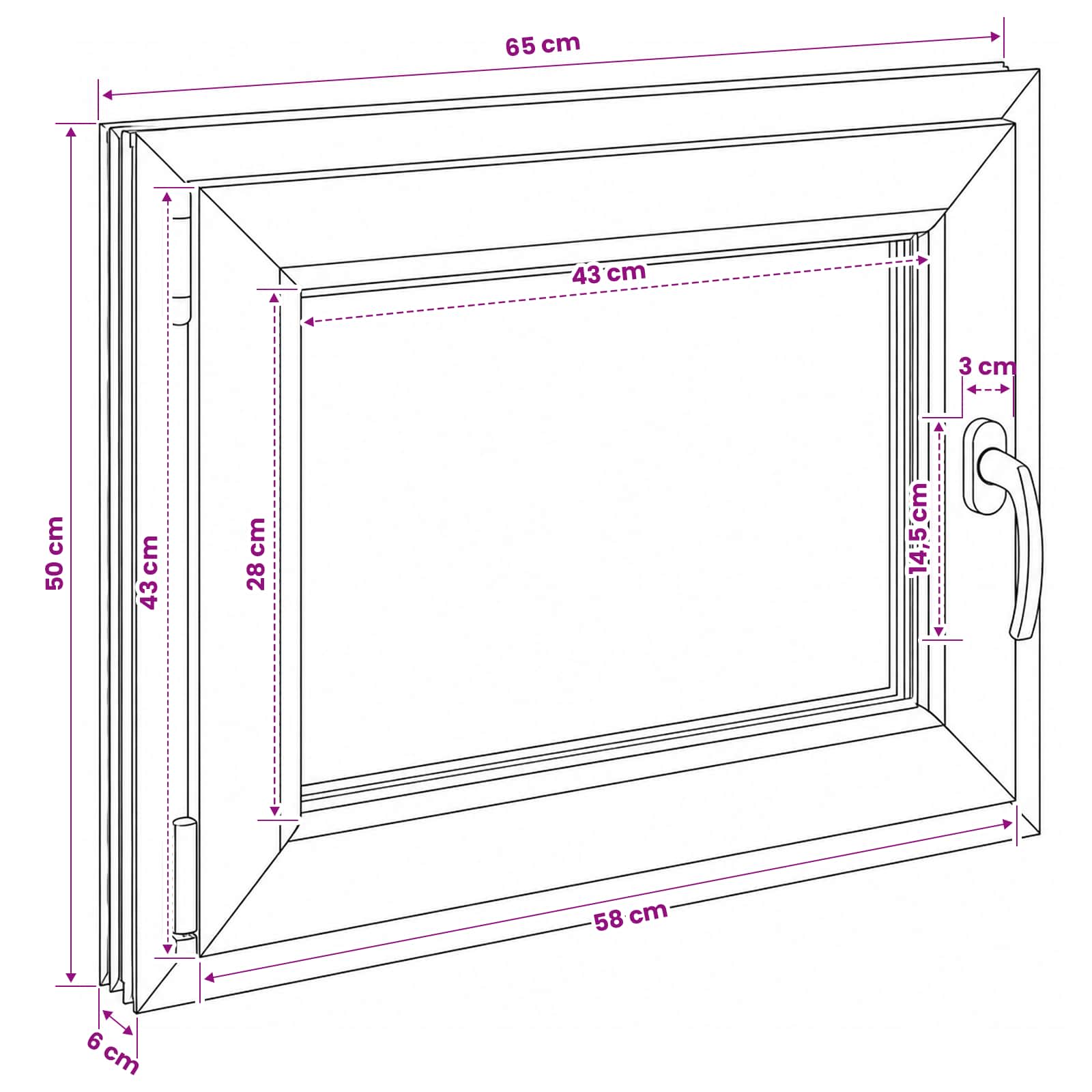 Požeminio lango RISOR 50 x 55 cm PVC ir stiklas