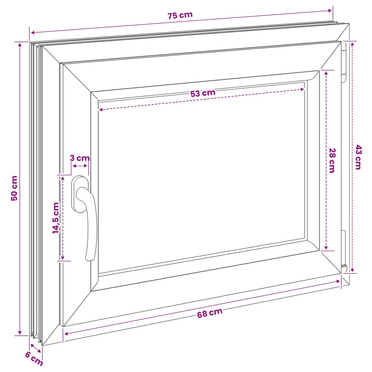 Bendras lango vidinis atspalvis baltas RISOR 75 x 50 cm