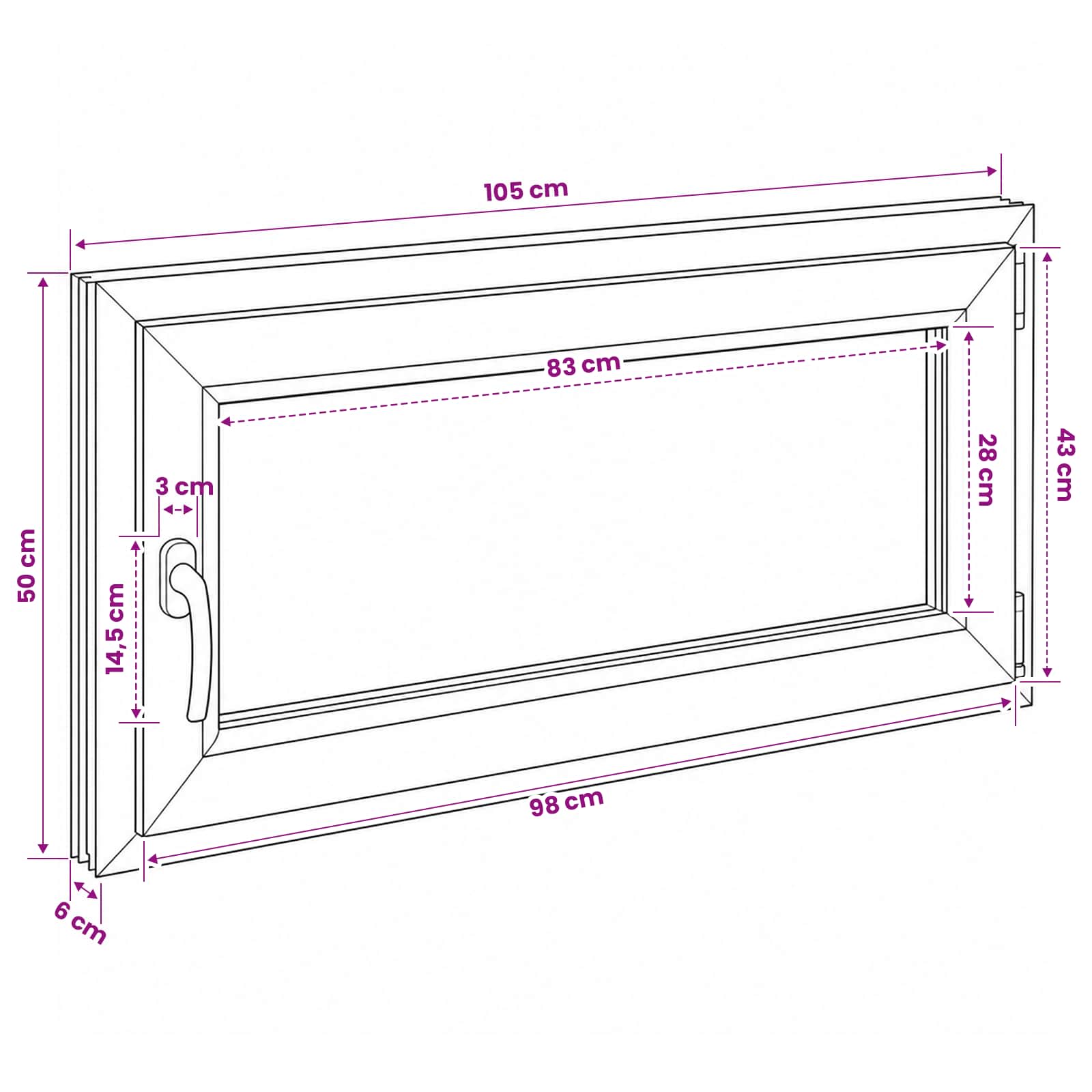 Požeminio lango RISOR 50 x 55 cm PVC ir stiklas