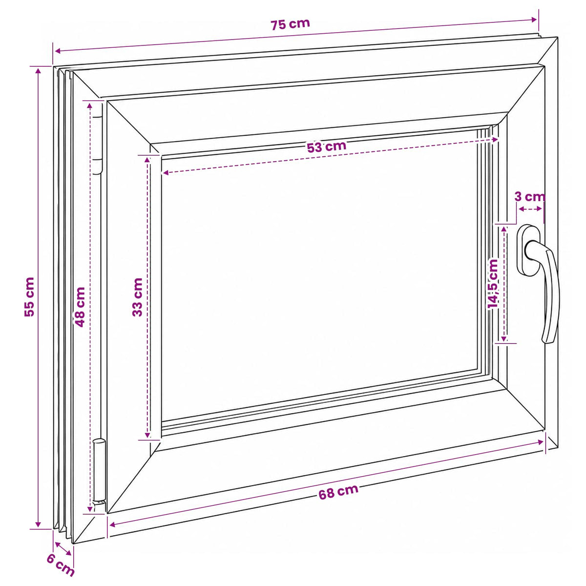 Bendras lango vidinis atspalvis baltas RISOR 50 x 55 cm