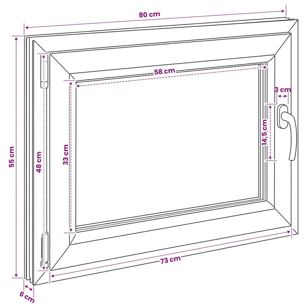 Bendras lango vidinis atspalvis baltas RISOR 80 x 55 cm