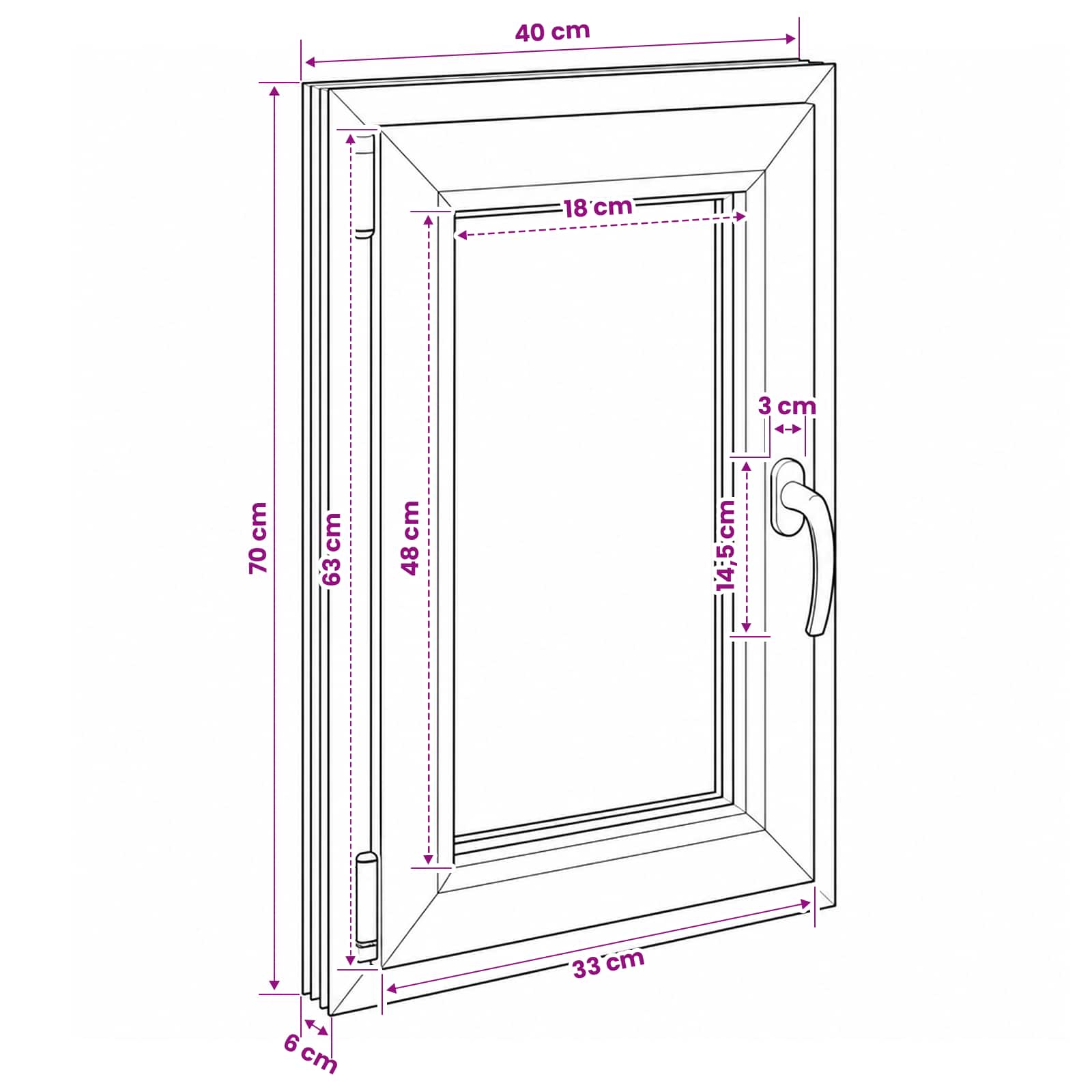 Požeminio lango RISOR 40 x 70 cm PVC ir stiklas