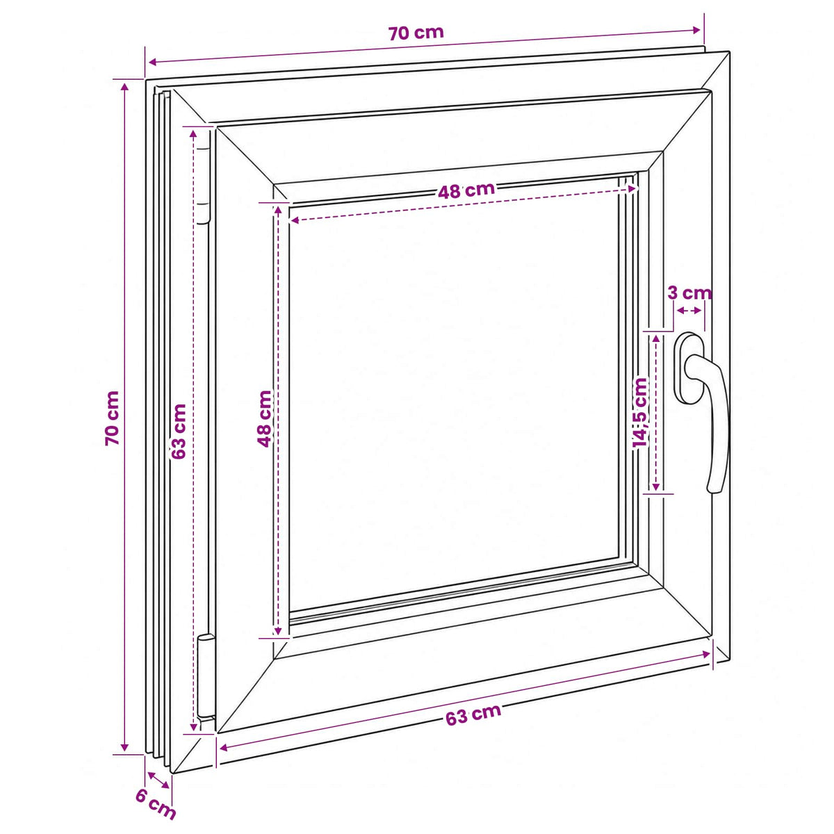 Bendras lango vidinis atspalvis baltas RISOR 70 x 70 cm