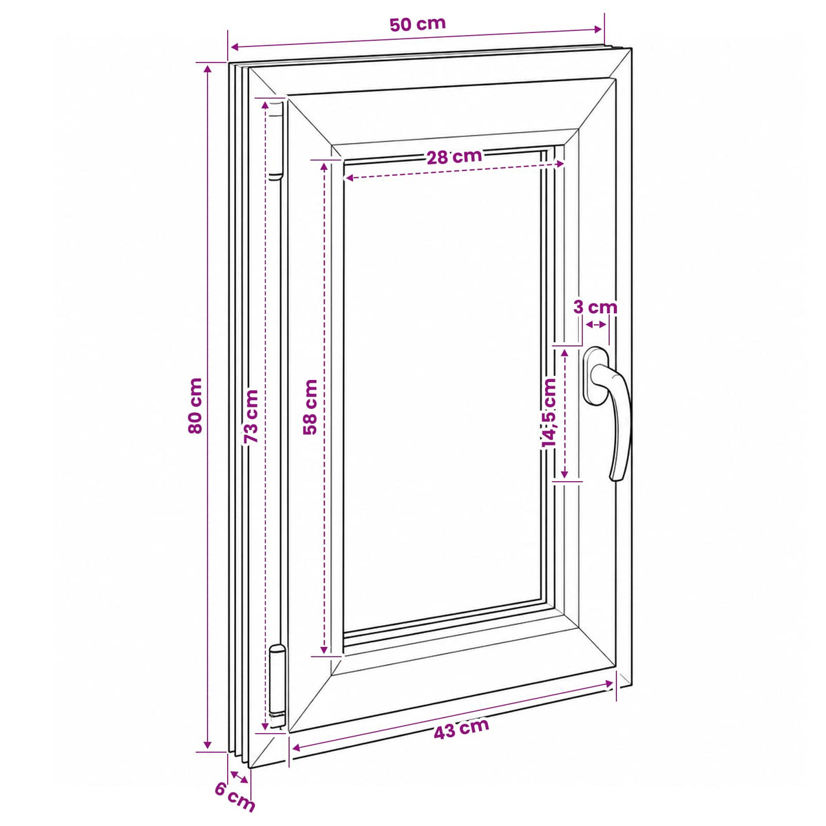 Požeminio lango RISOR 50 x 80 cm PVC ir stiklas