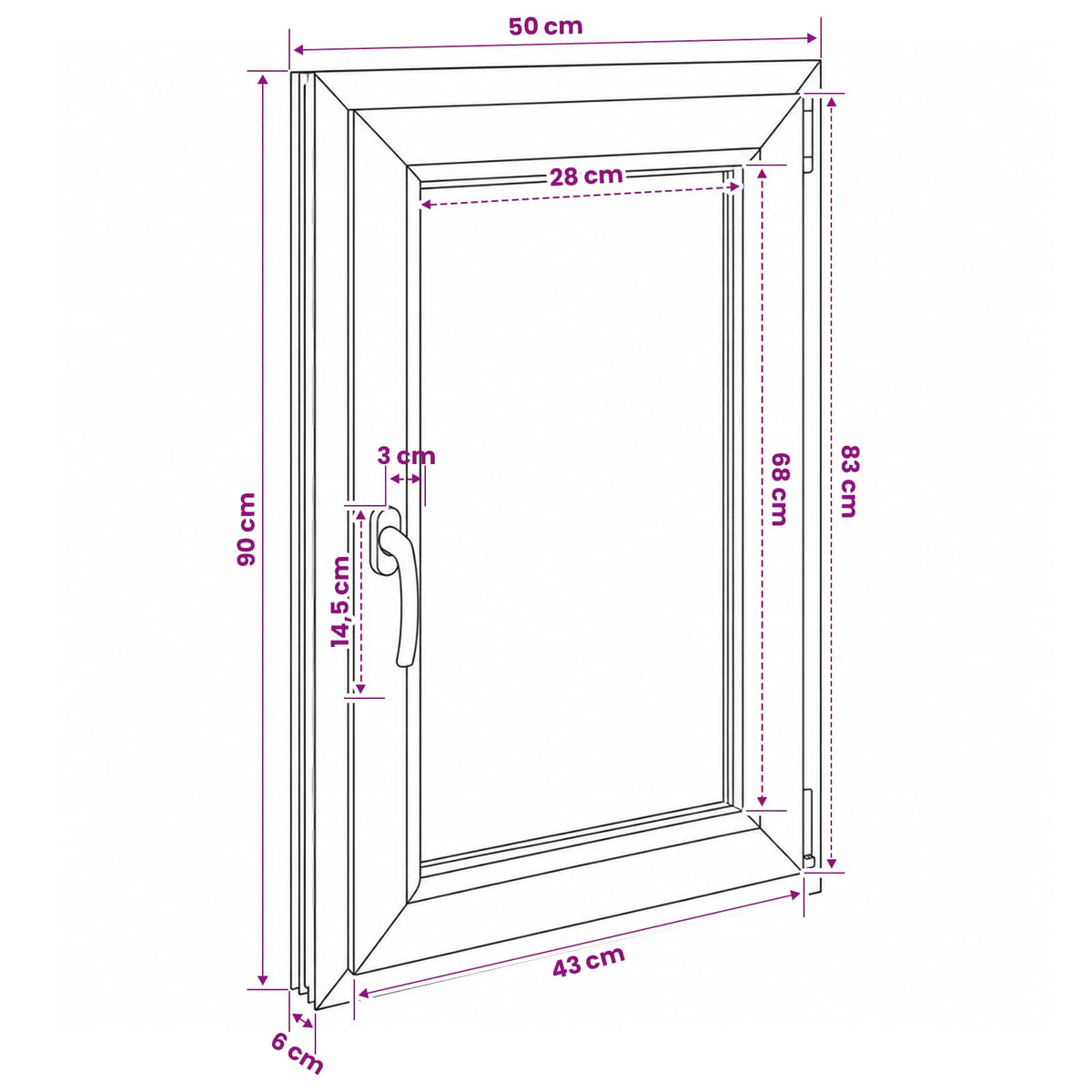 Bendras lango vidinis atspalvis baltas RISOR 50 x 90 cm