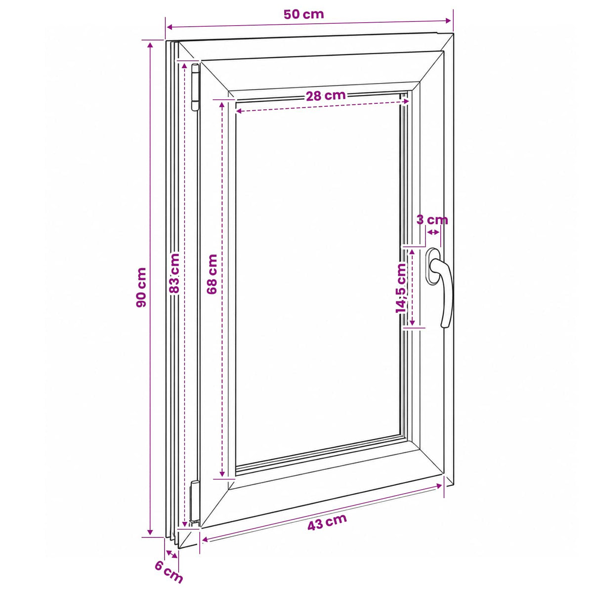 Bendras lango vidinis atspalvis baltas RISOR 50 x 90 cm