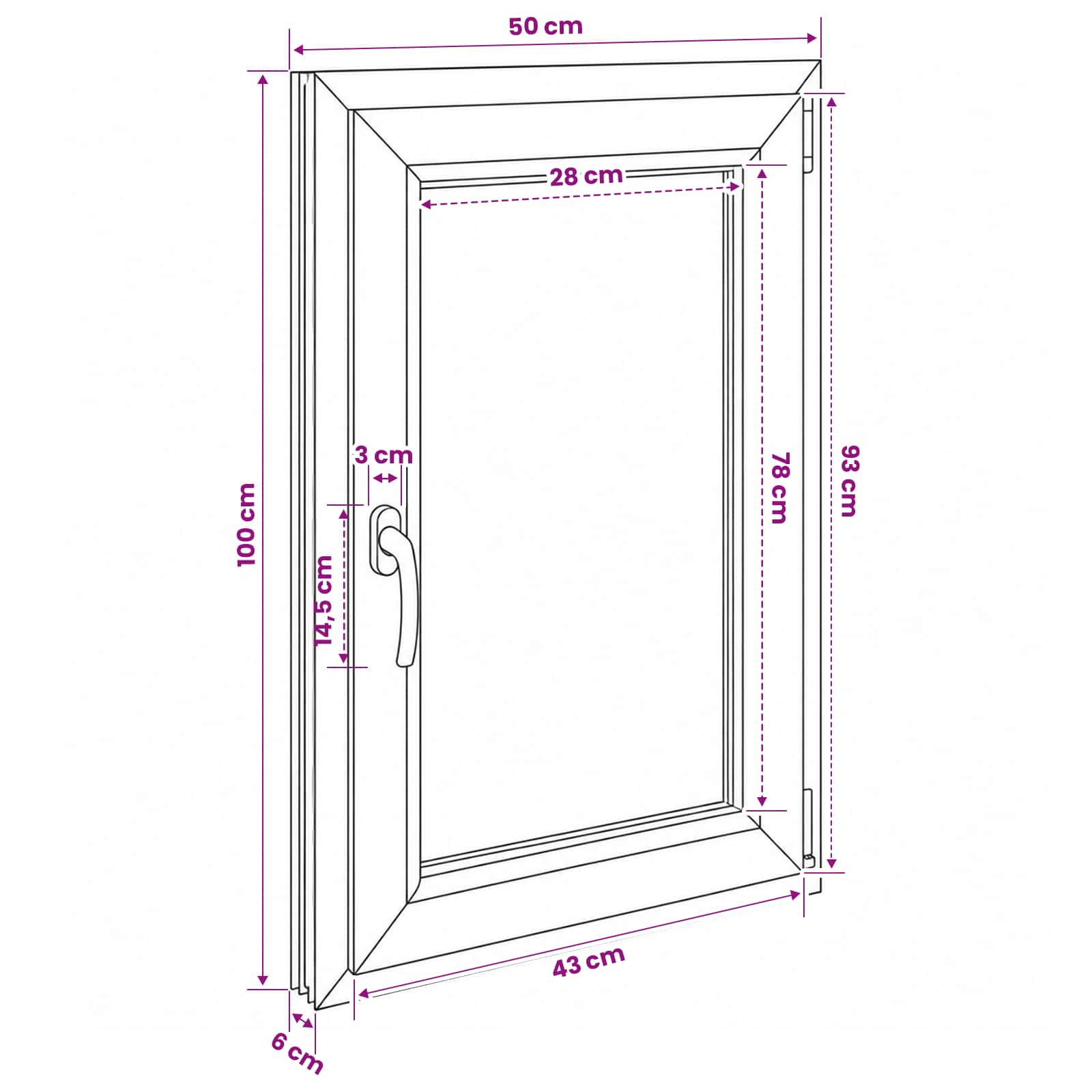 Požeminio lango RISOR 50 x 100 cm PVC ir stiklas