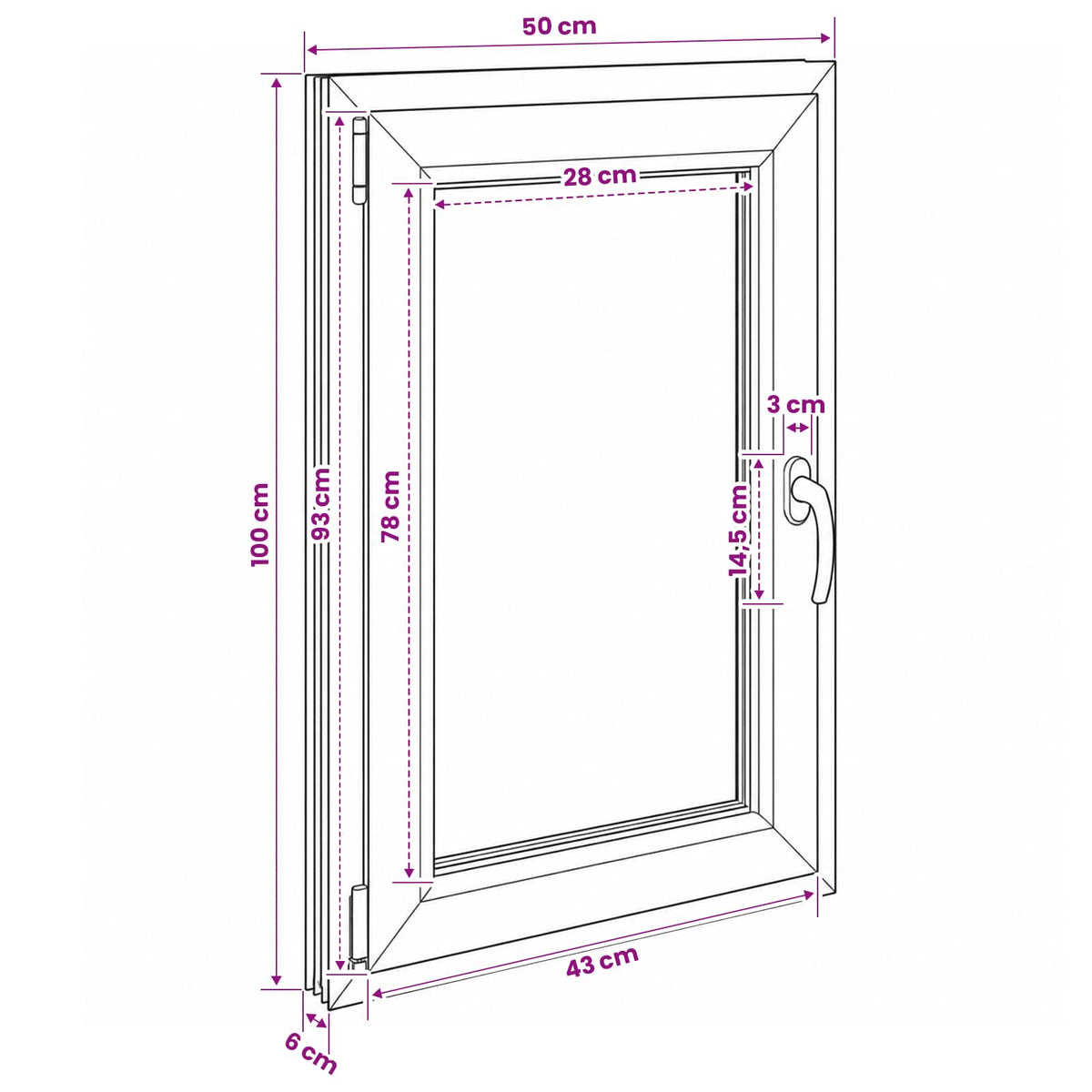 Požeminio lango RISOR 50 x 100 cm PVC ir stiklas