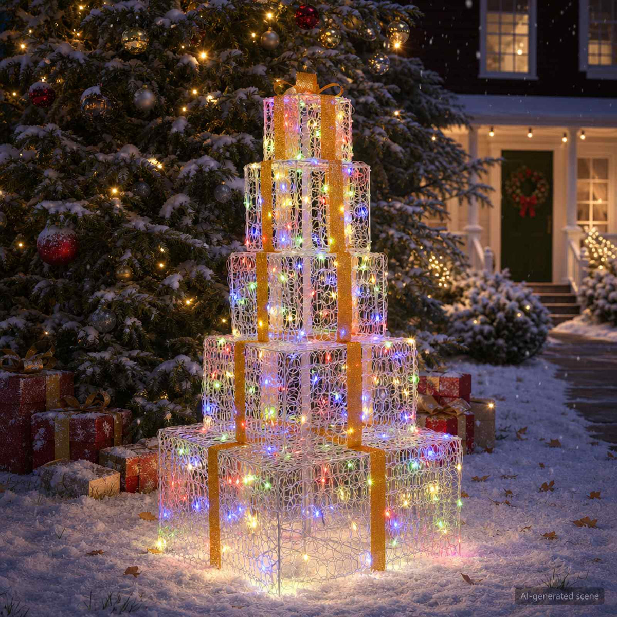 Kalėdinių LED dovanų dėžučių rinkinys 250 LED Įvairių spalvų