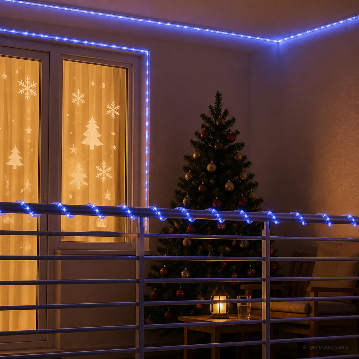 LED kalėdinė šviečianti žarna 2400 LED Mėlyna 100 m
