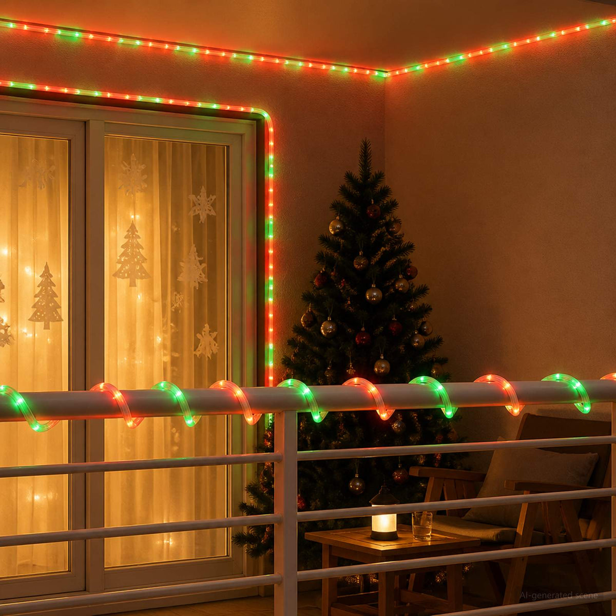 LED kalėdinė šviečianti žarna 1200 LED Raudona ir Žalia 50 m