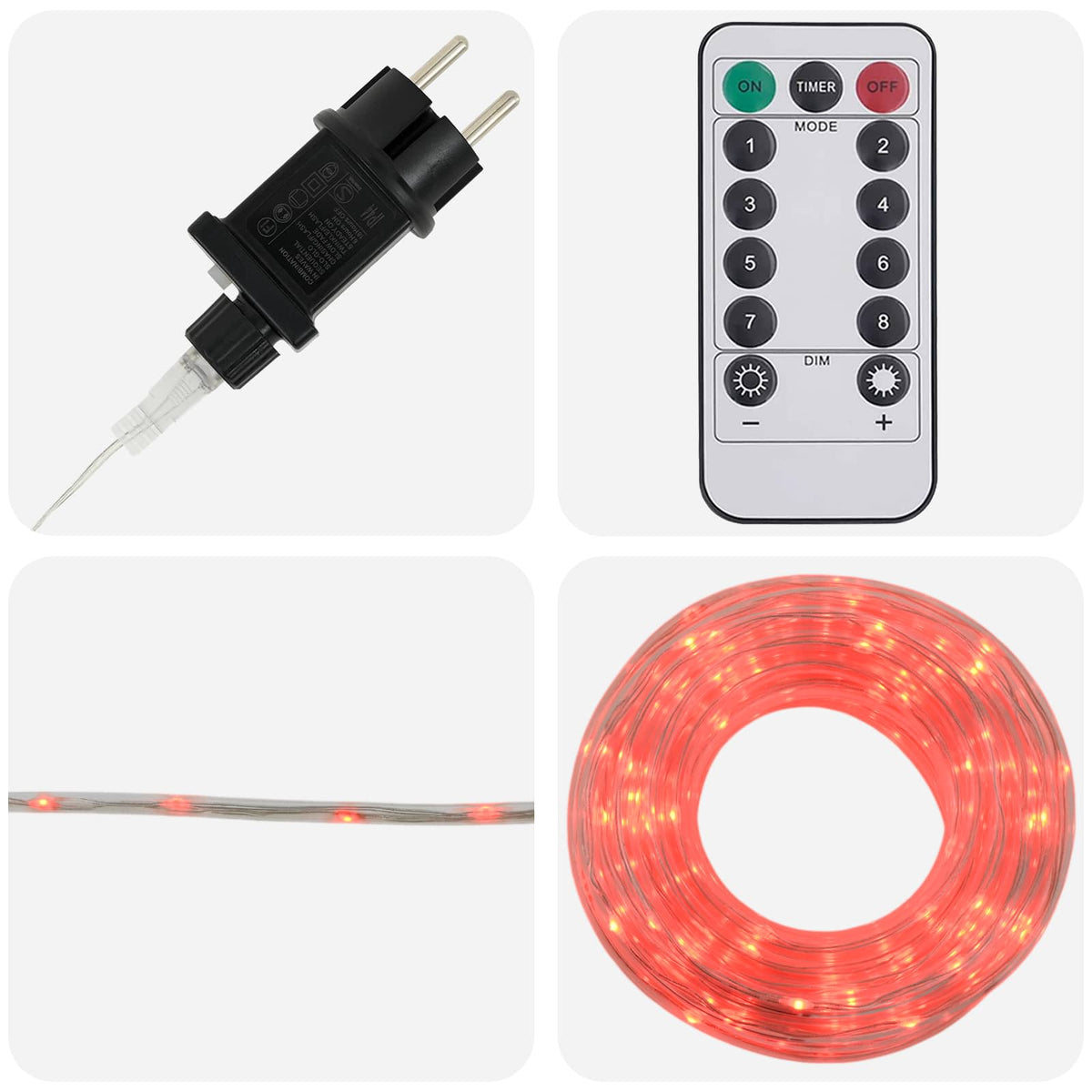 LED kalėdinė šviečianti žarna 240 LED Raudona ir 10 m