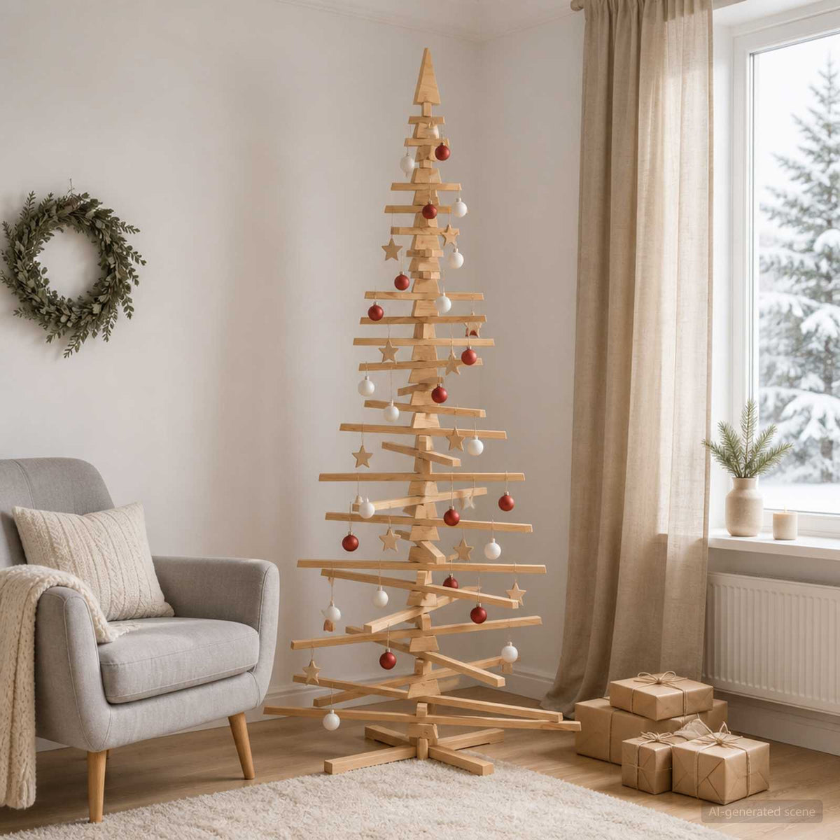 Medinė Kalėdų eglutė KOTKA 240 cm Pušies medienos masyvas