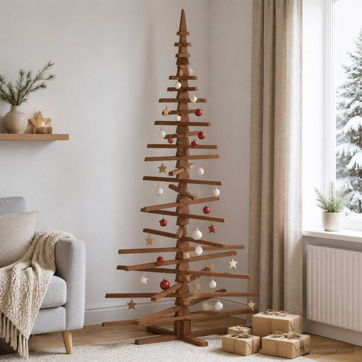 Medinė Kalėdų eglutė KOTKA 210 cm Pušies medienos masyvas
