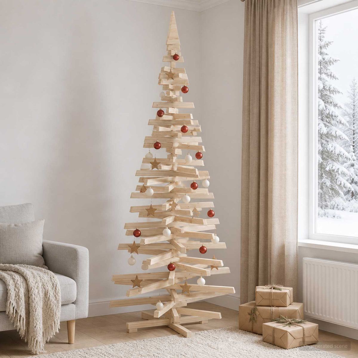 Medinė Kalėdų eglutė KOTKA 240 cm Pušies medienos masyvas