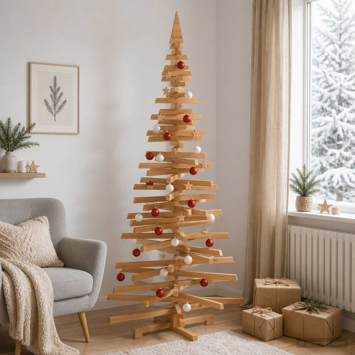 Medinė Kalėdų eglutė KOTKA 240 cm Pušies medienos masyvas