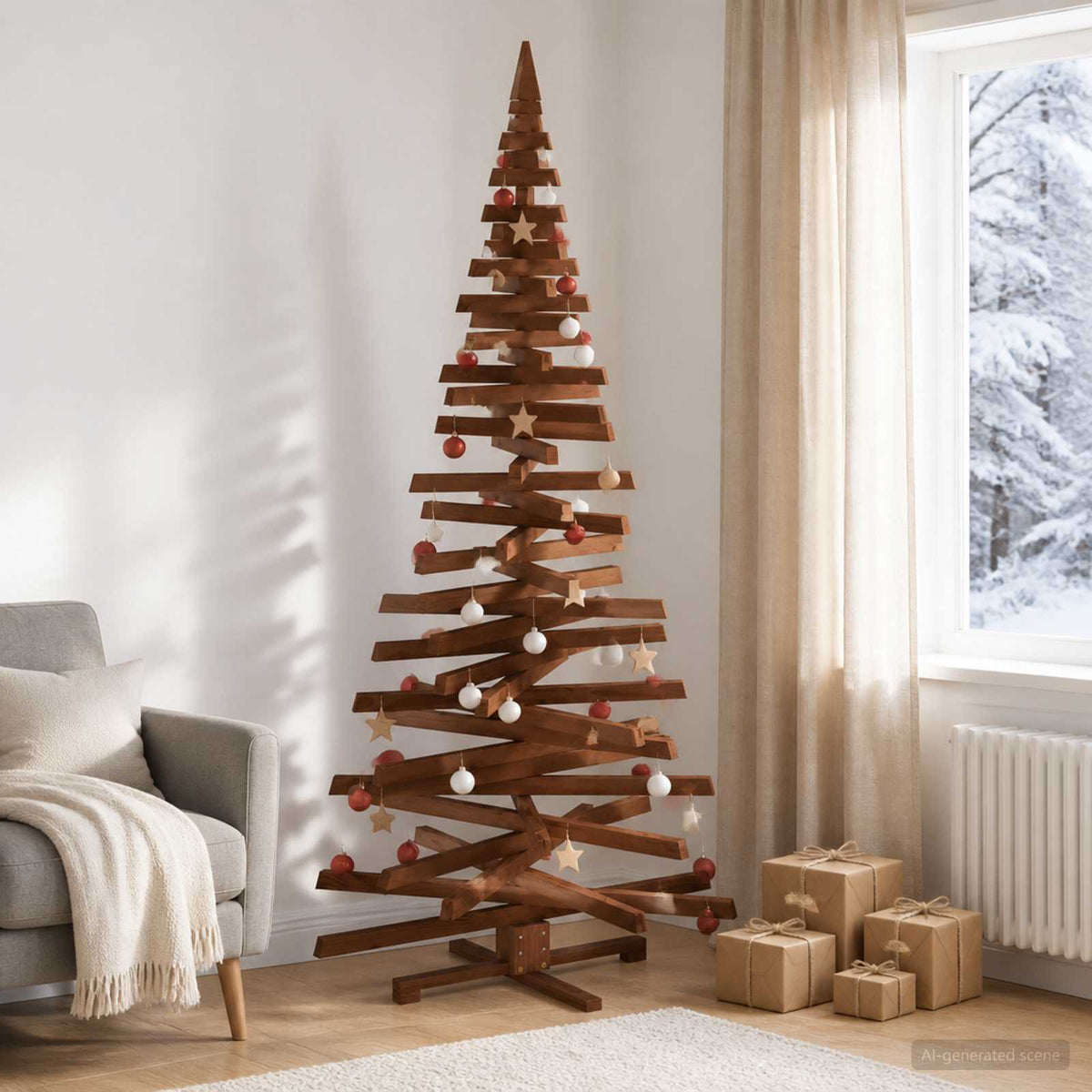 Medinė Kalėdų eglutė KOTKA 210 cm Pušies medienos masyvas