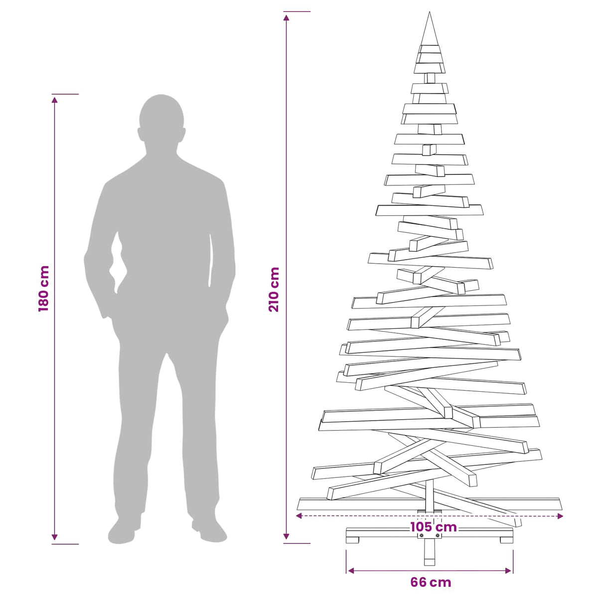 Medinė Kalėdų eglutė KOTKA 210 cm Pušies medienos masyvas