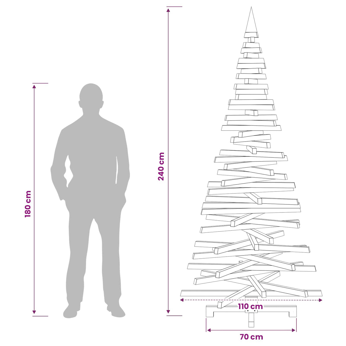 Medinė Kalėdų eglutė KOTKA 240 cm Pušies medienos masyvas