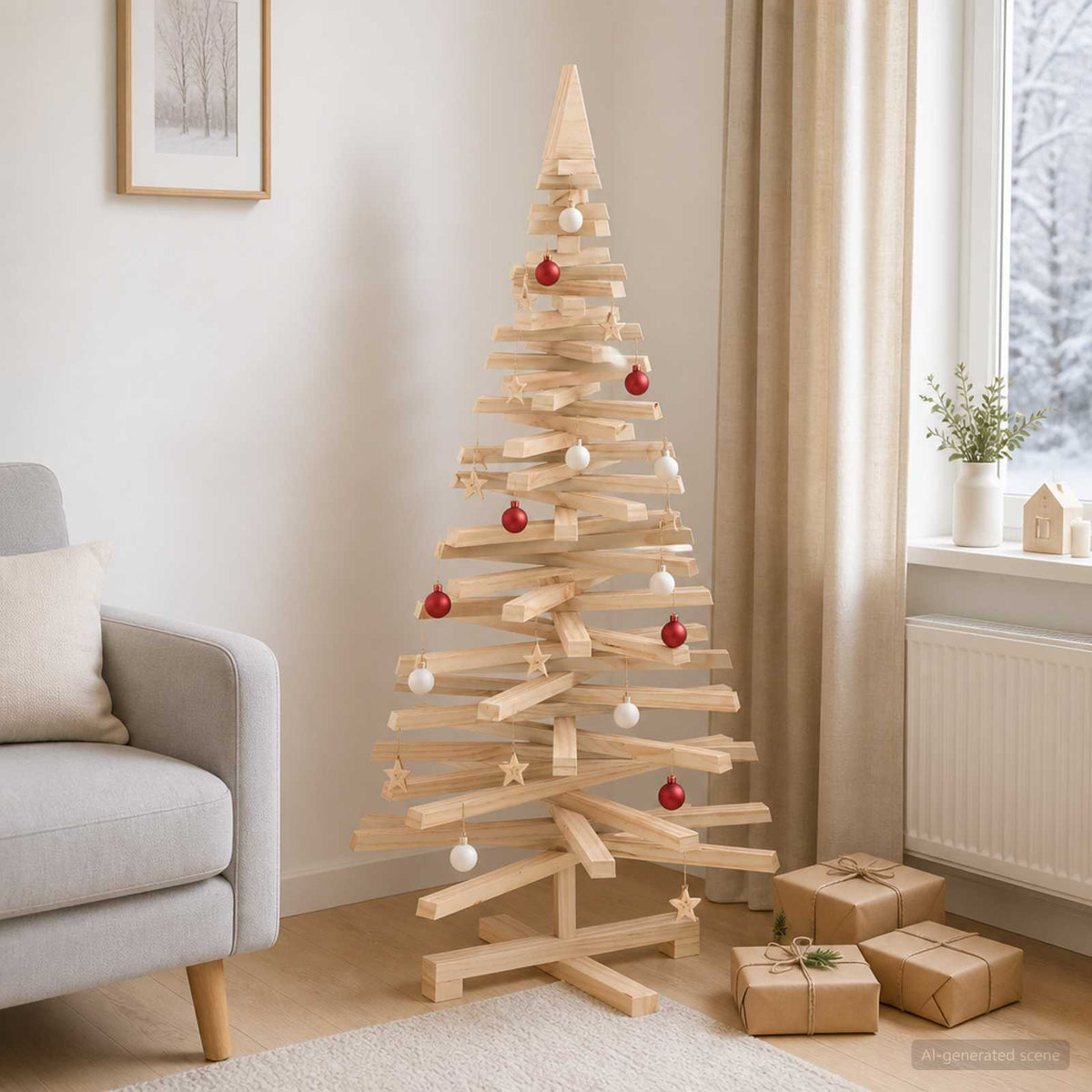 Medinė Kalėdų eglutė KOTKA 120 cm Pušies medienos masyvas