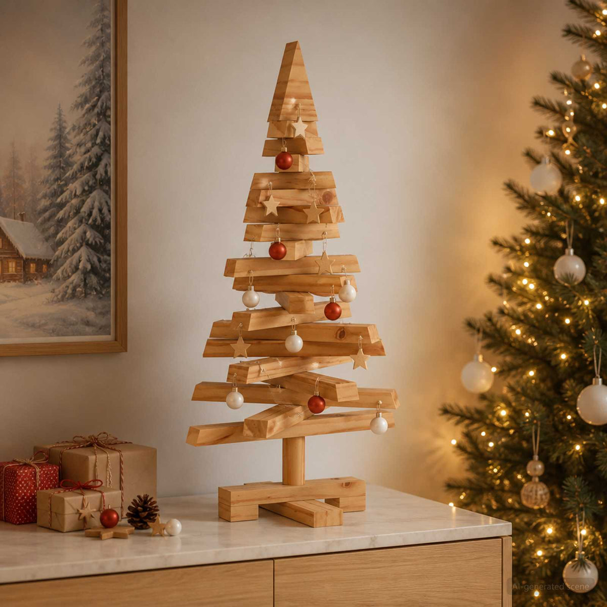 Medinė Kalėdų eglutė KOTKA 60 cm Pušies medienos masyvas