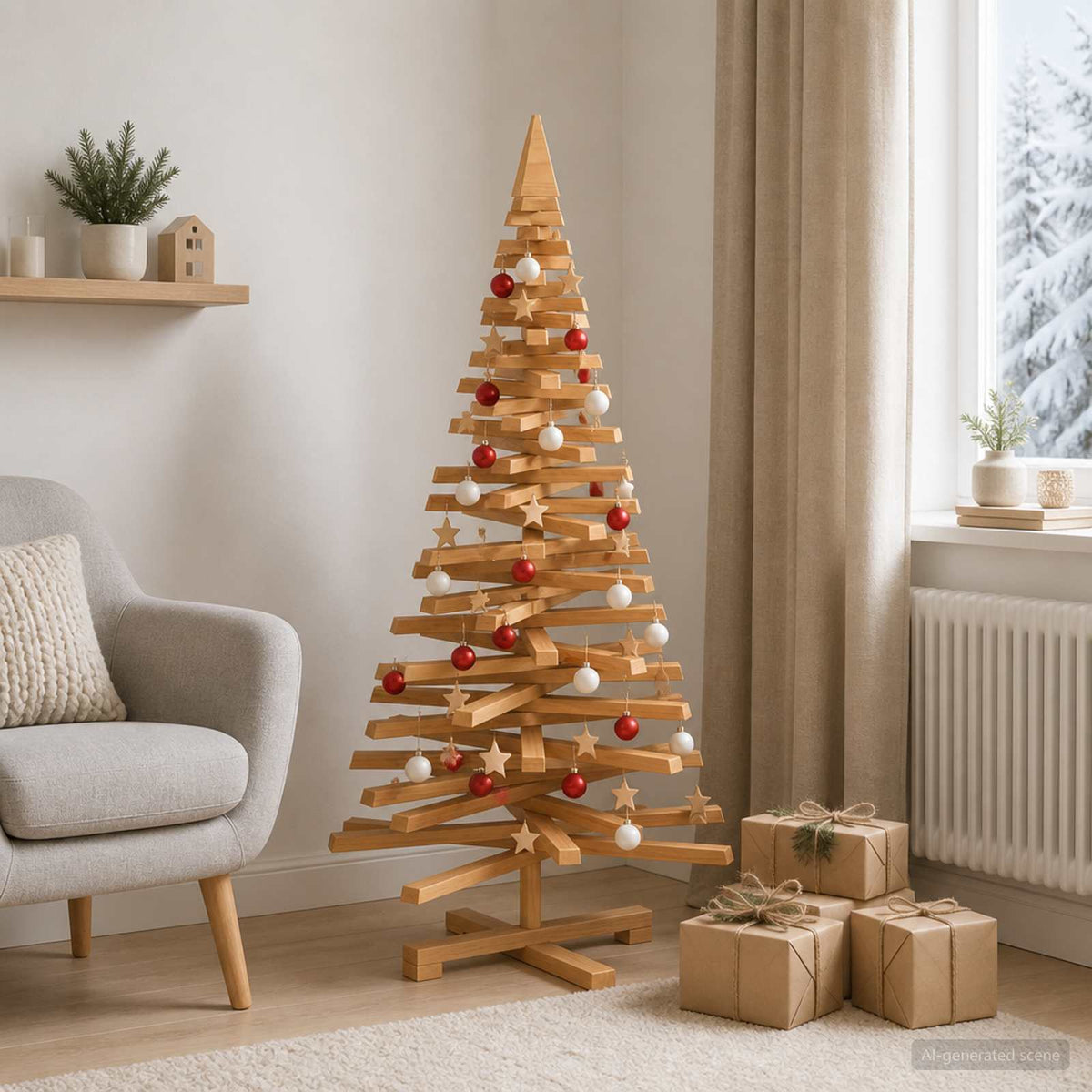 Medinė Kalėdų eglutė KOTKA 120 cm Pušies medienos masyvas