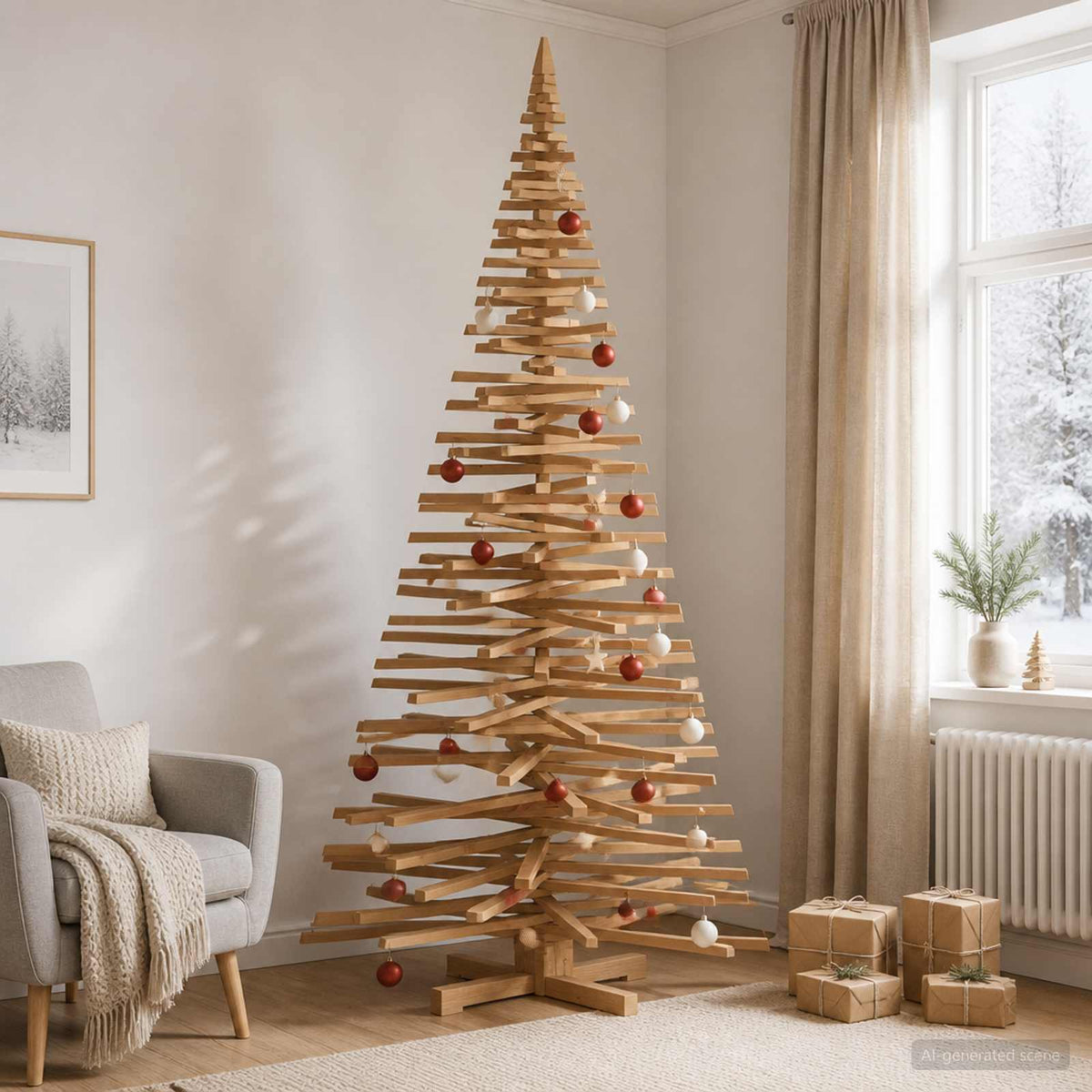 Medinė Kalėdų eglutė KOTKA 210 cm Pušies medienos masyvas