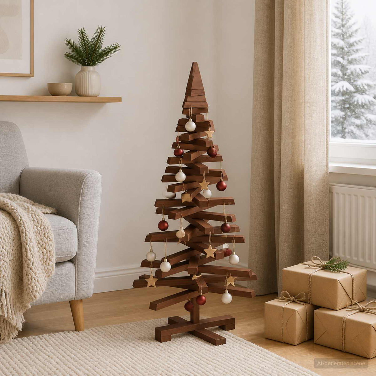 Medinė Kalėdų eglutė KOTKA 90 cm Pušies medienos masyvas